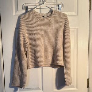 Cozy Cream Ribbed Cropped Sweater
